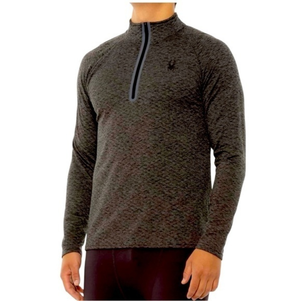 SPYDER Quarter Zip Mock Neck Men’s Burnt Charcoal Pullover Sweatshirt Me…